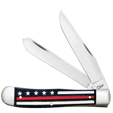Case Cutlery 2023 Case Stripes Of Service Smooth Black Bone W/Color Inlays Red Line Trapper 6254 Ss CAS-07310